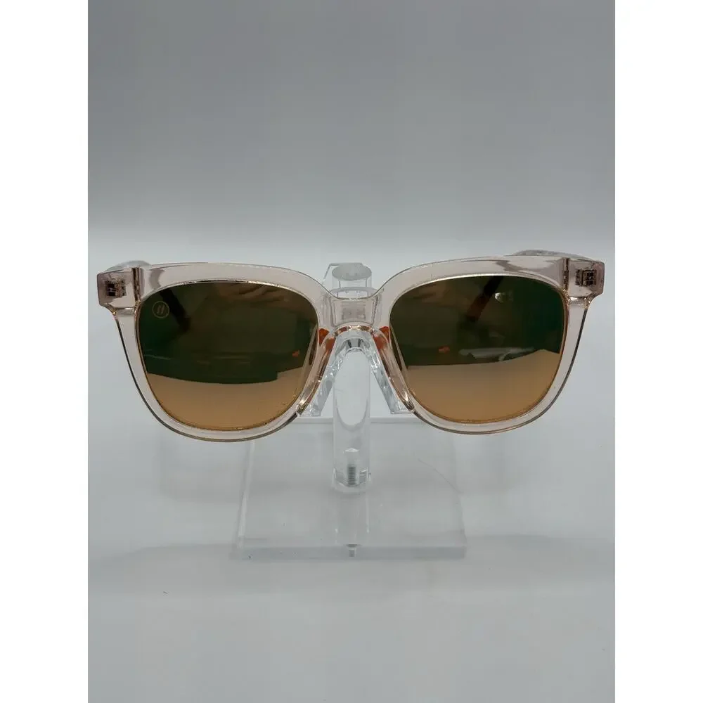 Blenders Gemstone Sunglasses Pink Transparent Mirrored Square Women